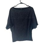Avellini Black Merino Wool Short Sleeve Sequin Dressy Knit Sweater Women Sz S Photo 0