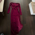 Lulus  Duarte Burgundy Velvet Cowl Back Long Sleeve Maxi Dress Red - Size XS NWT Photo 2