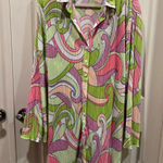 Peppermayo  Psychedelic Swirl Print Pleated Long Sleeve Shirt Dress Size 10 Photo 0