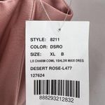 Social Bridesmaids Asymmetrical Shoulder Column Dress Satin 8211 XL Desert Rose Photo 7