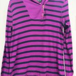 Lauren Jeans co purple and navy pullover top cute collar with zipper  Photo 0