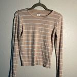 SO  Women's Tan Striped Long Sleeve Top SZ XS Summer Casual T Shirt Cute + Petite Photo 0
