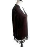 Ming Wang Knit Top Womens Large Brown Acrylic 3/4 Sleeve Studded Tunic Photo 2