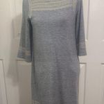 Edme & Esyllte Anthropologie Gray Embroidered 3/4 Sleeve Sweater Dress Photo 0