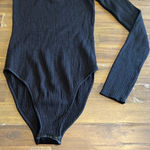 PARI DESAI TIFF SWEATER BODYSUIT BLACK RIBBED LONG SLEEVE O ZIPPER STRETCHY S Photo 2