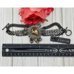 Ann Taylor NWT  Statement Bracelet Gun Metal Multi Strand Crystal Accents Toggle Photo 11