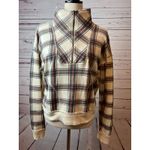 Free People Why Not Sweater size Small Plaid 1/2 Zip Sweatshirt Plaid Pockets Photo 2