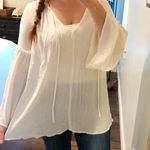Cotton Candy LA cream hi low bell sleeve boho top Photo 0