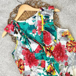 MM Couture  By Miss Me Blouse Sleeveless Summer Floral Ruffle Tie V-Neck Size S Photo 1