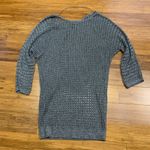 EXPRESS Metallic Knit Top Womens Small Gray Sparkle Shimmer Sweater 3/4 Sleeve Photo 2