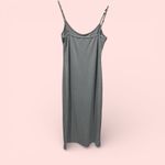 Cute steel blue ribbed button front tank dress midi bodycon Size M Photo 2