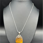 Tigers Eye Hand Carved Flower Necklace‎ Sterling Silver Photo 0