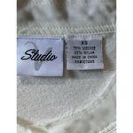 Studio V White Floral Rosette Cardigan XS 3D Applique Button Front Sweater White Photo 1