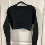 525 America  Black Cropped Lattice Cable Tipped Cardi In Black Multi Photo 5