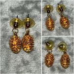 Vintage Gold dipped Pine Cone post earrings Photo 1