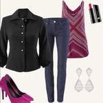 CAbi  Celebrate Geometric Dot Print Drape Tank #3084 Photo 1