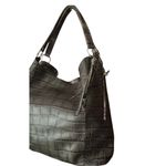 G.I.L.I Gray Croc Embossed Genuine Leather Satchel Handbag. Photo 3