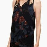 Wilfred Aritzia Ethere Navy Blue Floral Choker Sleeveless Mini Dress Size L Photo 0
