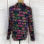 New York & Co. Sisterhood Community Graphic Print Shirt Black Neon Large Photo 3