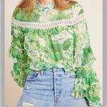 Tracy Reese Anthropologie Hope For Flowers  Green Floral Ruffle Sheer Angelina 4 Photo 1