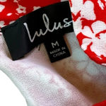 Lulus  Red White Floral Print Shift Dress Flowy Keyhole Back Size Medium NWT Photo 8