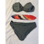 H&M Green Bathing Suit Polka Dot Strapless US 10 Removable Tie Full Coverage Photo 4