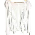 Body Wrappers Praise Dance Ruffle Top Long Sleeve Drapey White Size L Liturgical Photo 4