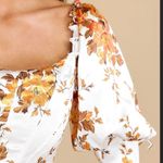 Red Dress Boutique Red Dress Gently Love Ivory Floral Print Crop Top Puff Sleeves White Rust L Photo 1