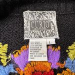 Anthropologie Curio Zip Cardigan Sweater Womens Large Black Floral Y2K Art Boho Photo 5
