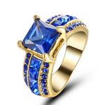 TJ Maxx Size 7 18K Gold Plated Sapphire Ring Photo 0