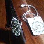 Peridot Color Swarovski Crystal Stainless Steel Celestial Fern Ring (Size 7) Photo 12