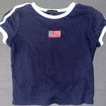 Fourteen Tweleve Cropped Baby Sporty Tee With American Flag White Size M Photo 0
