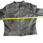 LIONESS Urban Outfitters L Bella Faux Leather Crop Moto Jacket Brown Distressed Photo 12