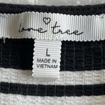 Love Tree Crop Jumpsuit Womens Sz L Black White Stripe Wide Leg Coastal Nautical Photo 3