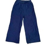 SheIn  Women Pleated Pants Navy Blue XS Linen Cotton Teen Girl Wide Short Capri Photo 0