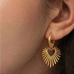Free People Bohemian Gold Heartburst dangle Earrings Photo 5