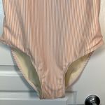 Roolee  Orange White Stripe Scoop Neck Swimsuit Keyhole Back Size XL EUC #0692-AZ Photo 2
