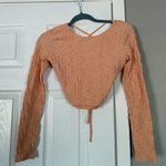 ASTR  The Label Coral Orange Crinkled Crop Top Sexy Tie Back Photo 0