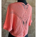 Womens Cropped Cardigan S/M Peach Short Sleeve Crochet Open Front Boho Fairy Orange Photo 3