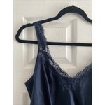 St. Michaels Marks‎ Spencer Womens Large Navy Lace Satin Slip Dress Blue Photo 1