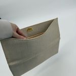Vintage Beige Long Linen Fabric Envelope Clutch Bag Gold Tone Photo 9