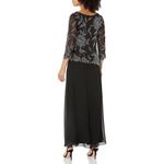 NWT J Kara Women's Scoop Neck Line with 3/4 Sleeve Beaded Top Long Dress Black S Size 6 Photo 1
