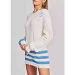 Ser.o.ya Distressed Striped Sweater White Blue Striped Oversized Knit Size M Size M Photo 3