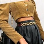 ZARA Olive Brown Corduroy Long Sleeves Crop Top Sz S Women Photo 1