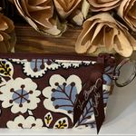Vera Bradley Brown & Blue Floral Zip ID Holder Photo 0