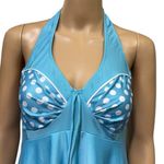 Hula Honey Blue Polka Dot Halter Tie Layered Tankini Top Womens Plus Size 3X Photo 2