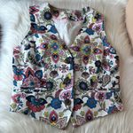 BODEN Tailored Linen Waistcoat Floral Vest Size 2 White Photo 9