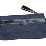 Vera Bradley  Quilted Clutch Wrist Black Patent Leather Purse Silver Tone Accents Photo 2