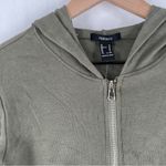 Forever 21  Olive Green Ribbed Women's Zip Front Cropped Hoodie‎ Jacket Size M Photo 2