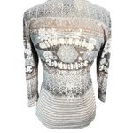 Skinny Minnie‎ Womens Y2K Boho Chic Diamond Pattern Express Long Sleeve Medium Gray Photo 1